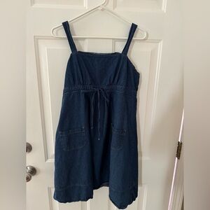 Denim Sleeveless Dress with Pockets